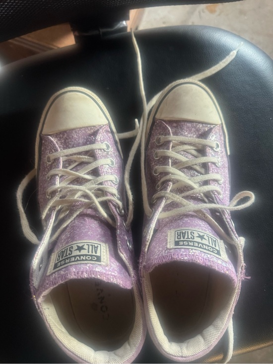 Converse Shoes - Converse women’s All Star Glitter High-Top Sneakers in Shimmery Lavender